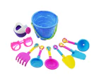 9pcs Kids Beach Tool Set Castle Bucket Spade Shovel Sunglasses Rake Water Toys