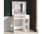 Advwin Dressing Table 8LED 3-color Gradient Light with Large Makeup Mirror Dresser White