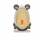 Kid Baby Potty Toilet Training Cute Frog Shaped Bathroom Urinal Boys Pee Trainer - Coffee