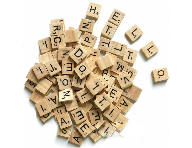 Wooden Letters Alphabet Scrabble Tiles Black Letters & Numbers For Crafts