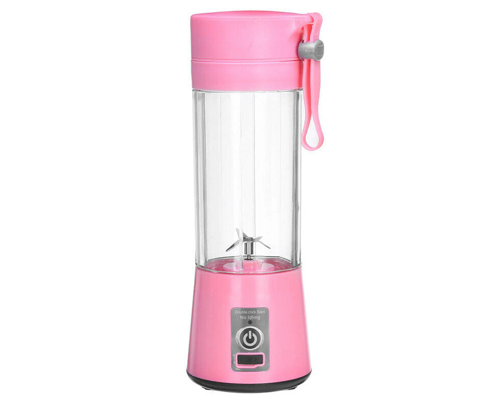 Portable USB Electric Fruit Juicer Smoothie Maker Blender Bottle Juice Shaker - Pink