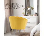 La Bella Armchair Chair Accent Velvet Shell Scallop + Ottoman Footstool Round - Yellow