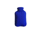 2.0 Litre Winter Hot Water Bottle Cover Knitted Warmer Grey Heat Soft Bag - Royal blue