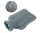 2.0 Litre Winter Hot Water Bottle Cover Knitted Warmer Grey Heat Soft Bag - Grey