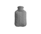2.0 Litre Winter Hot Water Bottle Cover Knitted Warmer Grey Heat Soft Bag - Grey