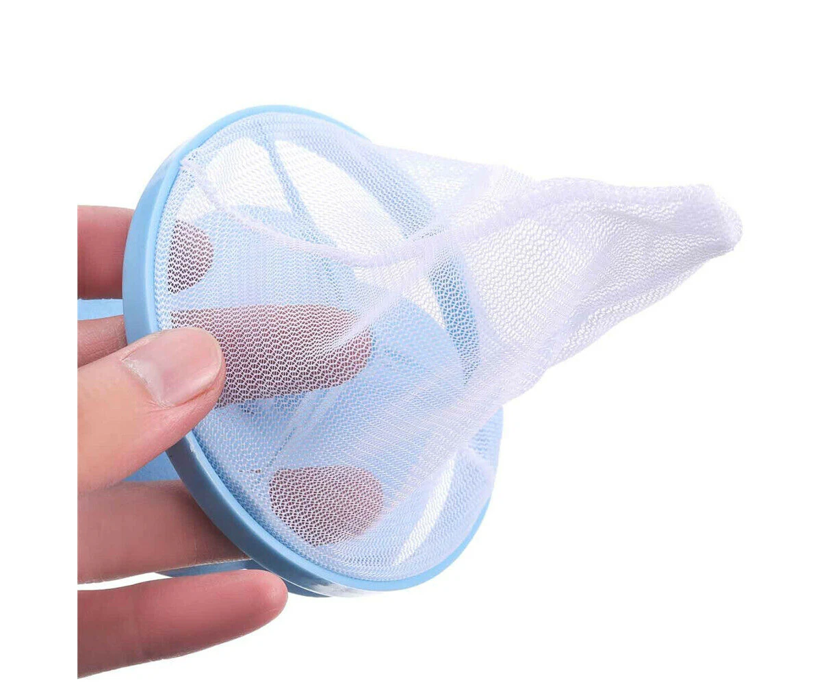 2PC Washing Machine Filter Bag Floating Lint Hair Catcher Mesh Pouch Laundry Tool - Blue