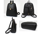 Nevenka Womens Soild Backpack PU Leather Zipper Casual Travel Bags-DarkBlue