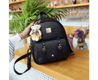 Nevenka Mini Leather Backpack Purse 3-Pieces Fashion Flower Zipper Daypacks for Girls and Women-Black