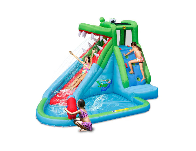 Happy Hop 350cm Inflatable Crocodile Slide Pool Kids Outdoor Swimming Toy