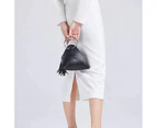 Nevenka Women Cute Tassel Clutch PU Leather Triangle Bags-Black