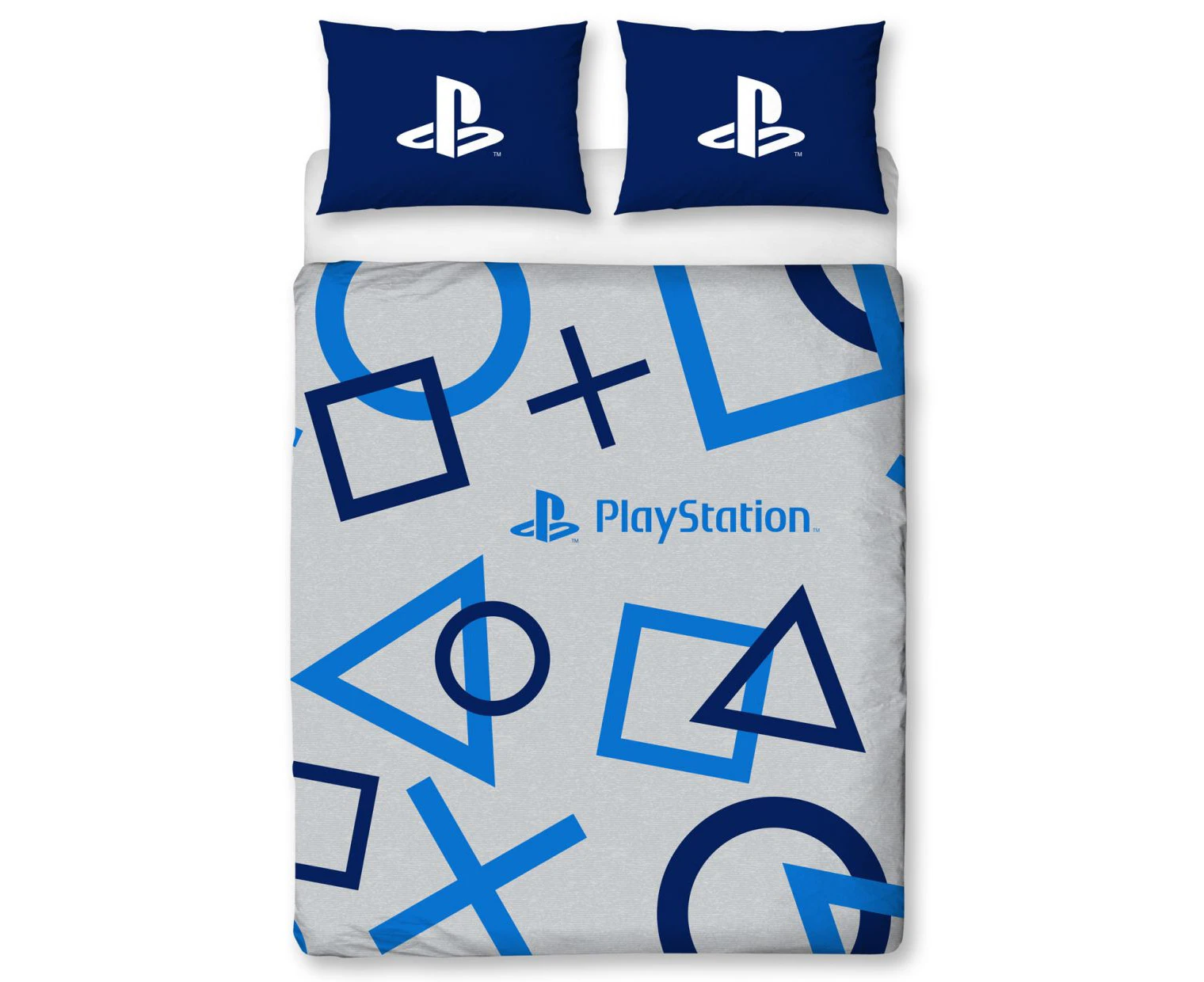 Playstation Blue Double Panel Duvet/Quilt/Doona Cover and Pillowcase Set