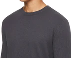 Republic Men's Long Sleeve Waffle Tee / T-Shirt / Tshirt - Washed Navy