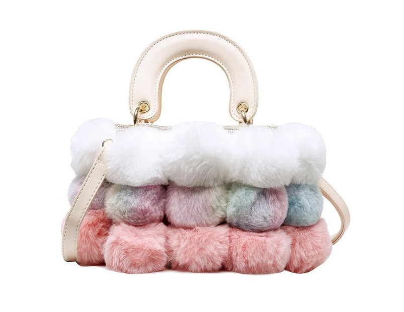 Nevenka Plush Bucket Handbag Fluffy Crossbody Bag-Pink