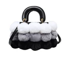 Nevenka Plush Bucket Handbag Fluffy Crossbody Bag-Grey