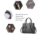 Nevenka Fashion Womens PU Leather Embroidered Handbags Shoulder Tote Bags-Grey