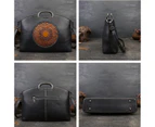 Nevenka Leather Handbags for Women Vintage Embossing Totem Shoulder Bag-Grey