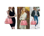 Nevenka Fashion Womens PU Leather Embroidered Handbags Shoulder Tote Bags-LightPink
