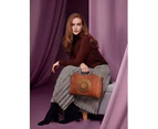 Nevenka Leather Handbags for Women Vintage Embossing Totem Shoulder Bag-Brown