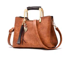 Nevenka Ladies Leather Vintage Handbag Large Capacity Shoulder Bag-Brown
