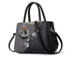 Nevenka Embroidered Women Top Handle Satchel Fashion Shoulder Bags with Hairball-Grey