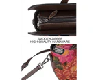 Nevenka Leather Bags For Women Top Handle Retro Flower Pattern Handbags-Purple
