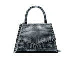 Nevenka Glitter Rhinestone Crossbody Evening Bag Fashion Crystal Top Handle Bags for Women-Silver
