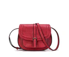Nevenka Boho Crossbody Bags for Women Vegan Leather Saddle Purses-Red