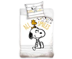 Snoopy Single 100% Cotton Duvet Cover and Pillowcase Set - European Size