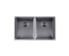 AGUZZO Stainless Steel Kitchen Sink - 770mm Double Bowl - Gunmetal Grey - Top/Under Mount
