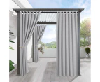 Outdoor curtains for patio - waterproof & sunlight insulated drapery privacy for front porch garden backyard sliding glass door, light grey