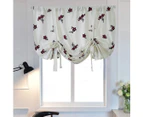 Embroidered Farmhouse Tie Up Shade Curtain Thermal Insulated Adjustable Balloon Curtain for Small Window Rod Pocket 1 Piece, Red Floral