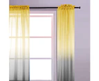 Sheer Curtains for Bedroom 2 Pieces Set Reversible Semi Sheer Ombre Curtains for Living Room Lemon Yellow and Grey