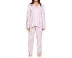 Schrank Women's Revere Collar Pyjama Set - Dusty Rose Print