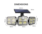 Solar Powered Three Head Motion Sensor Outdoor Solar Light 270 ° Wide Angle Wall Remote Lamp