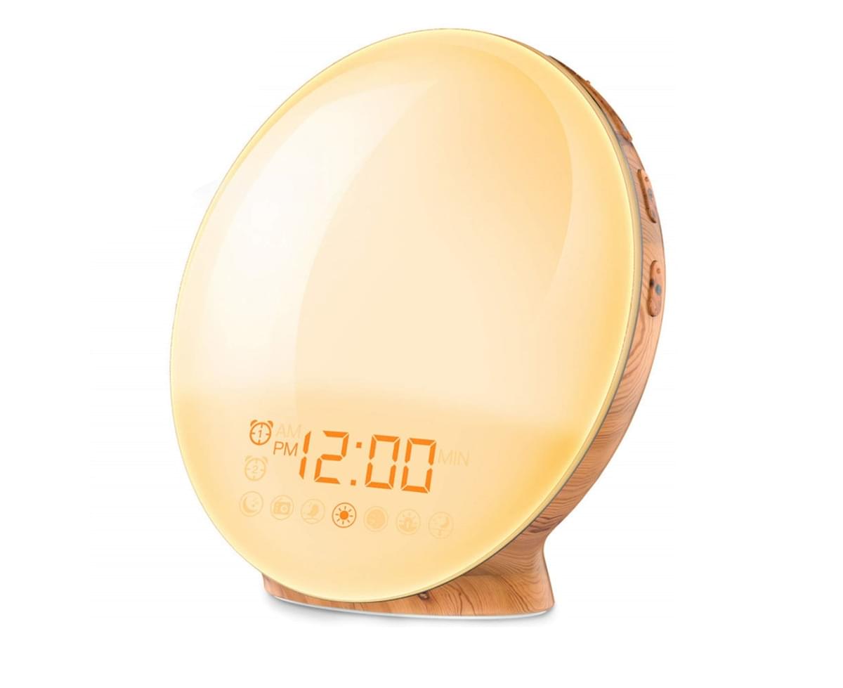 LEDMOMO Wake Up Light Alarm Clock with Touch LED Display,Sunset and Sunrise Simulation,with 7 Natural Sounds 