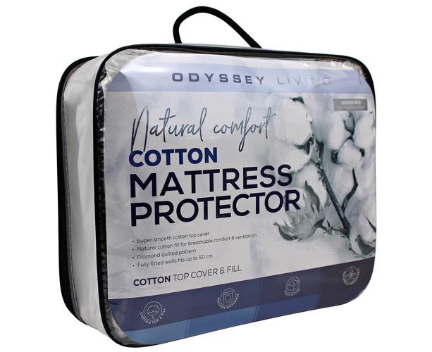 Diamond Quilted Cotton Mattress Protector - Queen