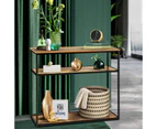 Oikiture Hall Console Table Metal Hallway Desk Entry Display Wooden Furniture