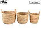 Set of 3 Maine & Crawford Toni Water Hyacinth Baskets - Brown