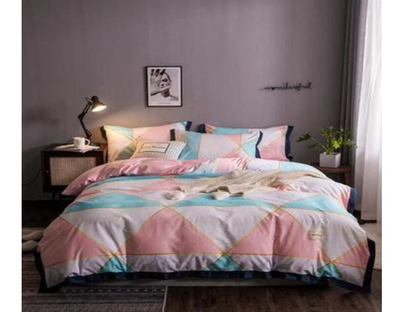 3D Pink Mint Green Triangle 14029 Quilt Cover Set Bedding Set Pillowcases Duvet Cover KING SINGLE DOUBLE QUEEN KING