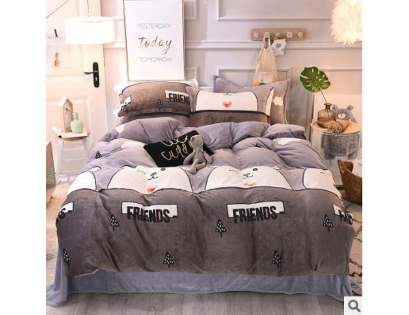 3D Gray Background Cartoon White Bear 14007 Quilt Cover Set Bedding Set Pillowcases Duvet Cover KING SINGLE DOUBLE QUEEN KING