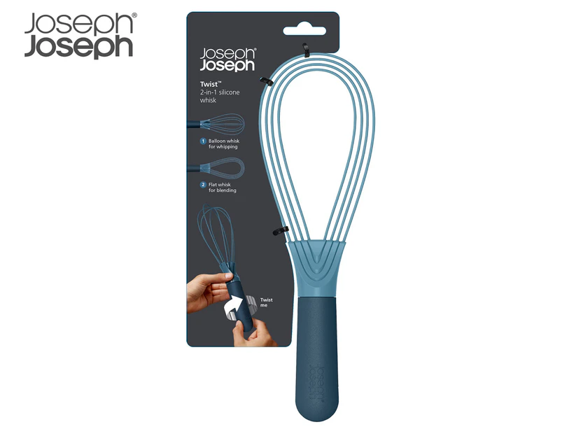 Joseph & Joseph Twist 2-in-1 Flat/Balloon Kitchen Baking Cooking Whisk Blue