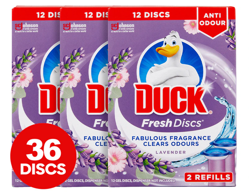 3 x 2pk Duck Fresh Discs Toilet Cleaner Refills Lavender 36mL