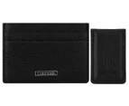 Calvin Klein Saffiano Enamel Card Case w/ Magnetic Money Clip - Black