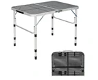 Costway 90cm Folding Camping Table Picnic Table 50kg Load Aluminum BBQ Desk w/Iron Mesh Tabletop & Adjustable Height