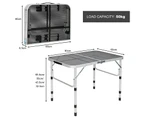 Costway 90cm Folding Camping Table Picnic Table 50kg Load Aluminum BBQ Desk w/Iron Mesh Tabletop & Adjustable Height