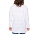 Betty Basics Women's Carly Long Sleeve Tee / T-Shirt / Tshirt - White Metallic Stripe