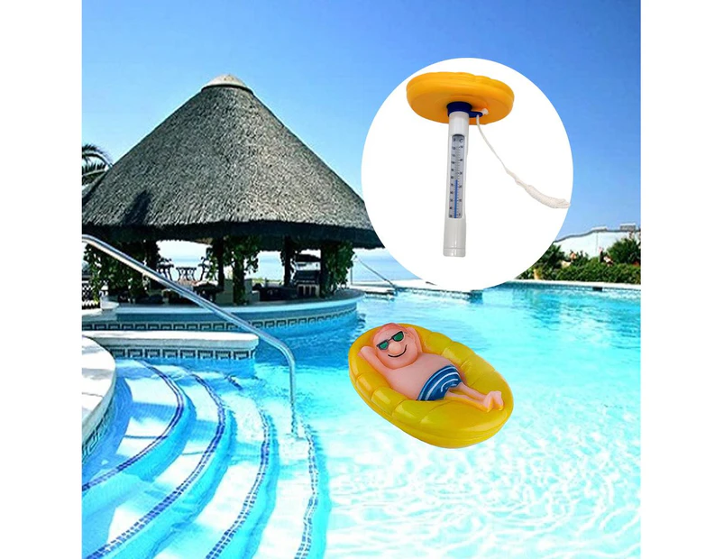 Pool thermometer with blue buoy for water measurement