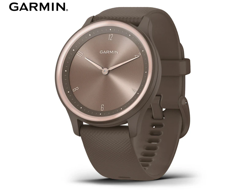Garmin Vivomove Sport 40mm Hybrid Silicone Smart Watch - Cocoa/Peach Gold