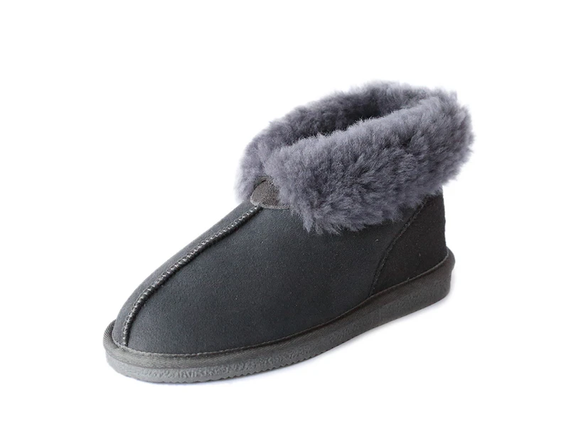 UGG Boots Ankle Slippers Genuine Shearling Sheepskins Grip Sole Unisex - Grey