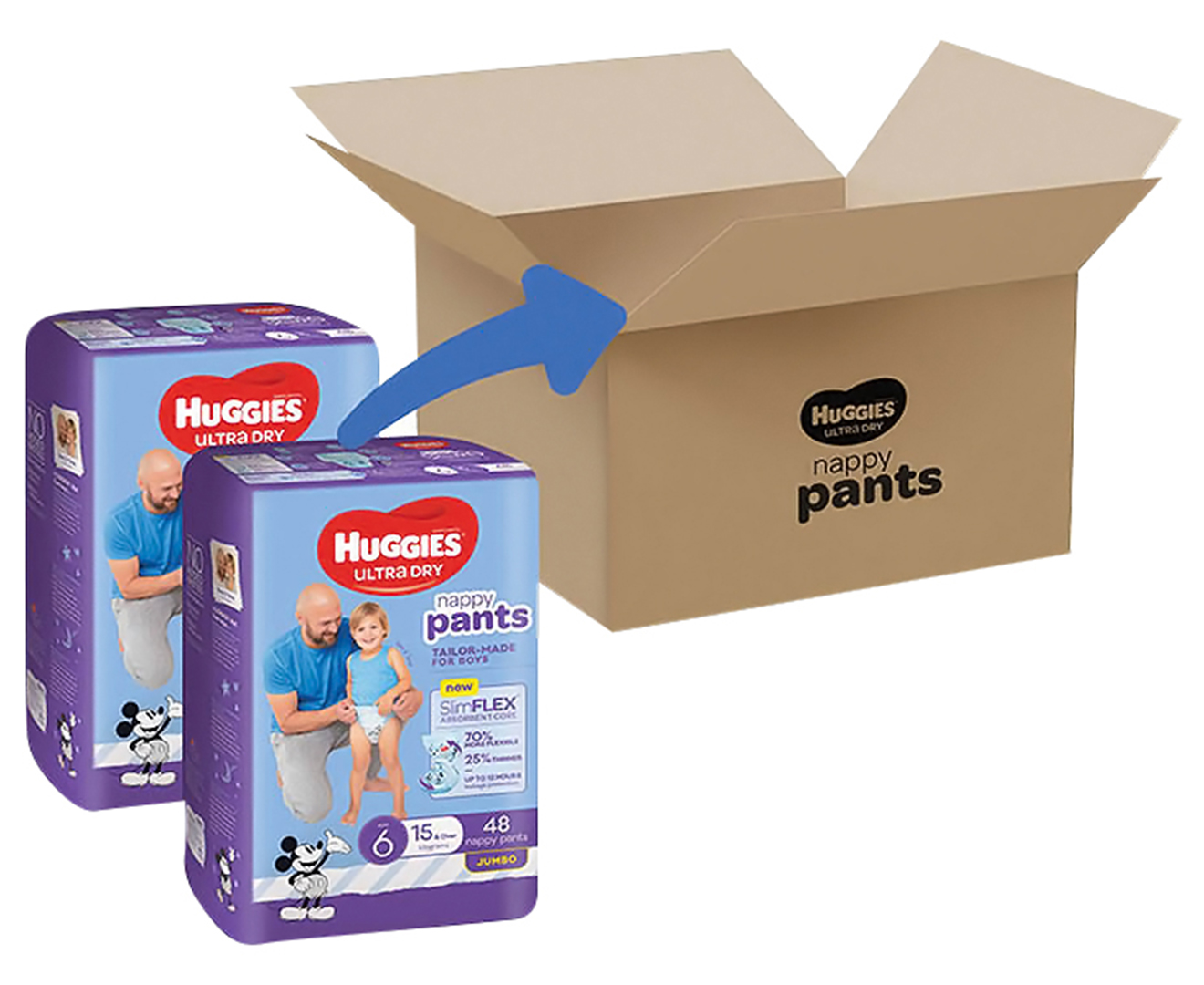 Huggies Ultra Dry Nappy Pants Girls Size 6 (15kg+) 96 Count (2 x